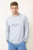 Huk Fishing Vented Pursuit Logo Graphic Long Sleeve Shirt for Men in Grey | H1200524-034-HARBORMIST sold by Glik’s