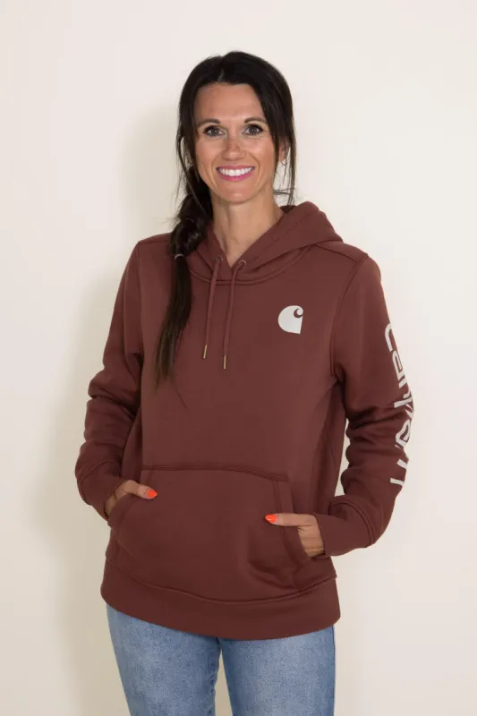 Carhartt Logo Sleeve Midweight Hoodie for Women in Red | 102791-B53 sold by Glik’s
