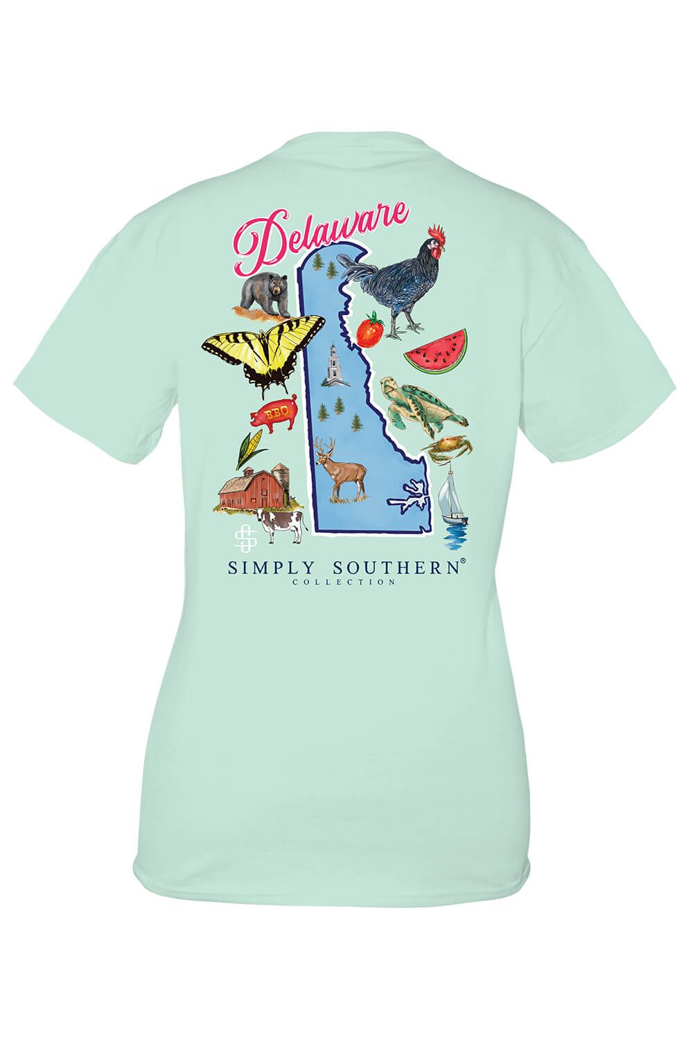 Simply Southern Plus Size Delaware T-Shirt for Women in Breeze Blue | EXT-SS-STATES-DE-BREEZE sold by Glik’s