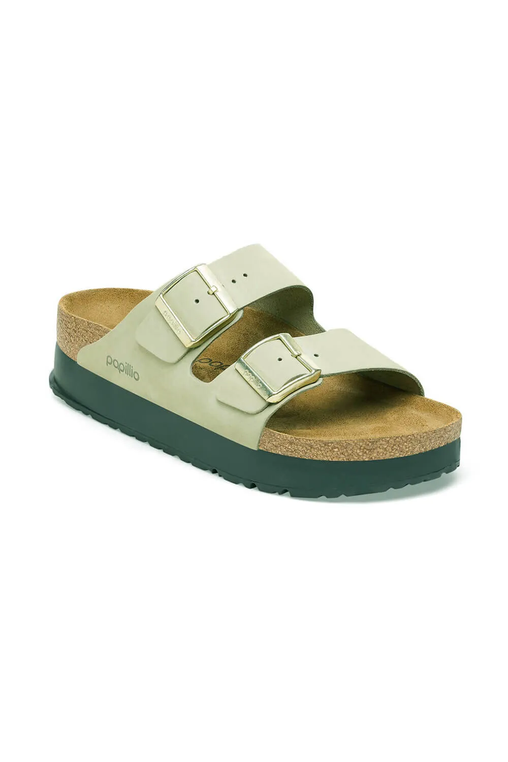 Papillio by Birkenstock Arizona Platform Nubuck Sandals for Women in Eucalyptus | 1026971 sold by Glik’s