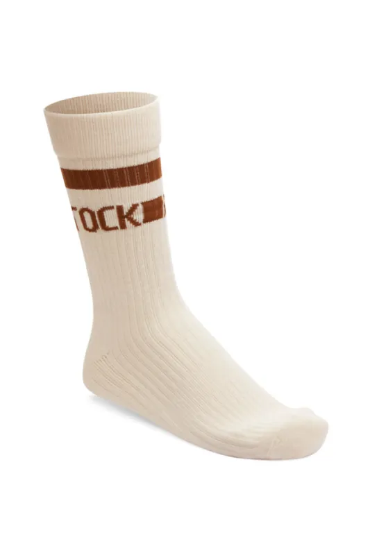 Birkenstock Cotton Crew Stripe Socks for Women in Eggshell | 1026209 sold by Glik’s