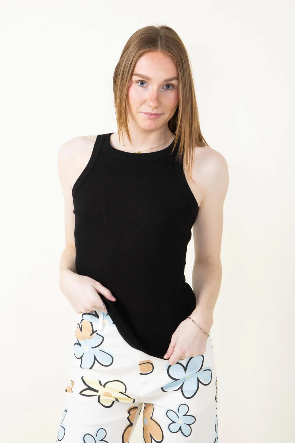 Fitted Ribbed Tank Top for Women in Black | H14852-BLK sold by Glik’s product image thumbnail 4