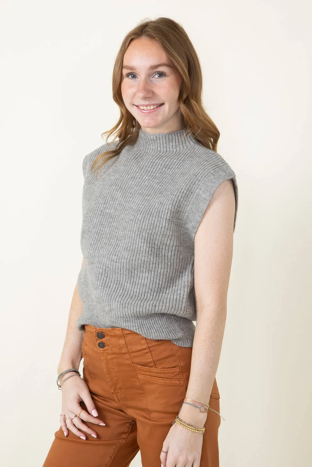 Mock Neck Sweater Vest for Women in Grey | MT1546-GREY sold by Glik’s product image thumbnail 3