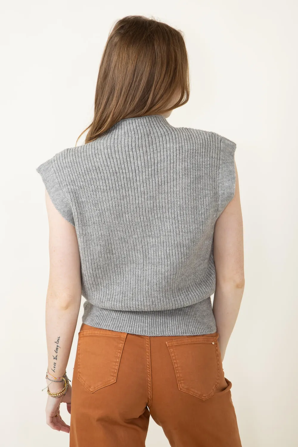 Mock Neck Sweater Vest for Women in Grey | MT1546-GREY sold by Glik’s product image thumbnail 2