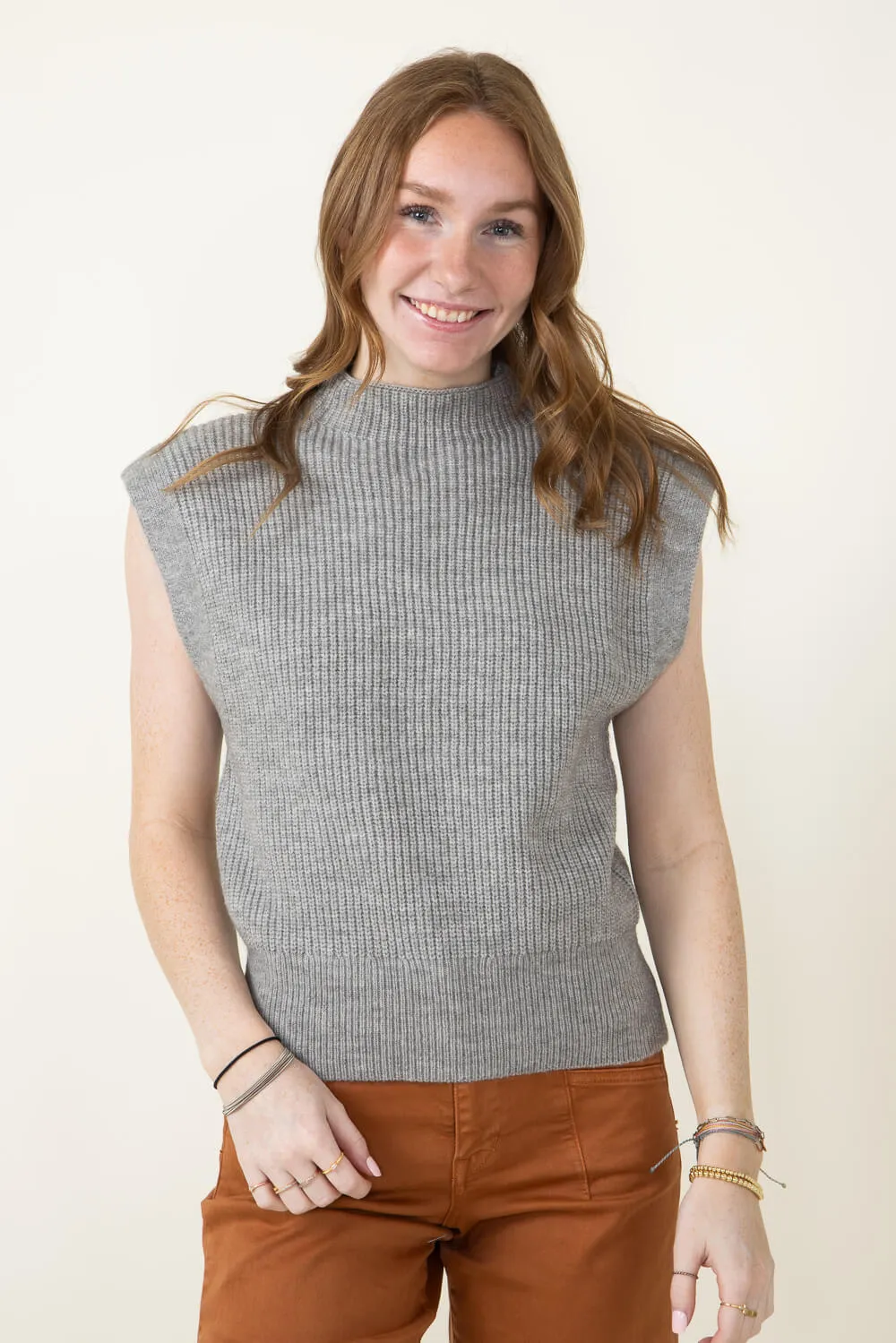 Mock Neck Sweater Vest for Women in Grey | MT1546-GREY sold by Glik’s