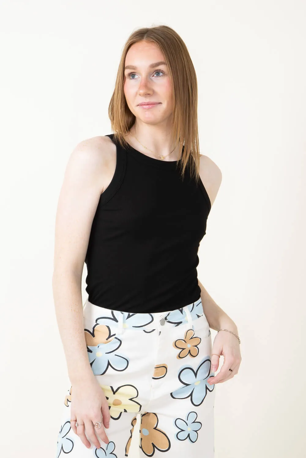 Fitted Ribbed Tank Top for Women in Black | H14852-BLK sold by Glik’s product image thumbnail 5