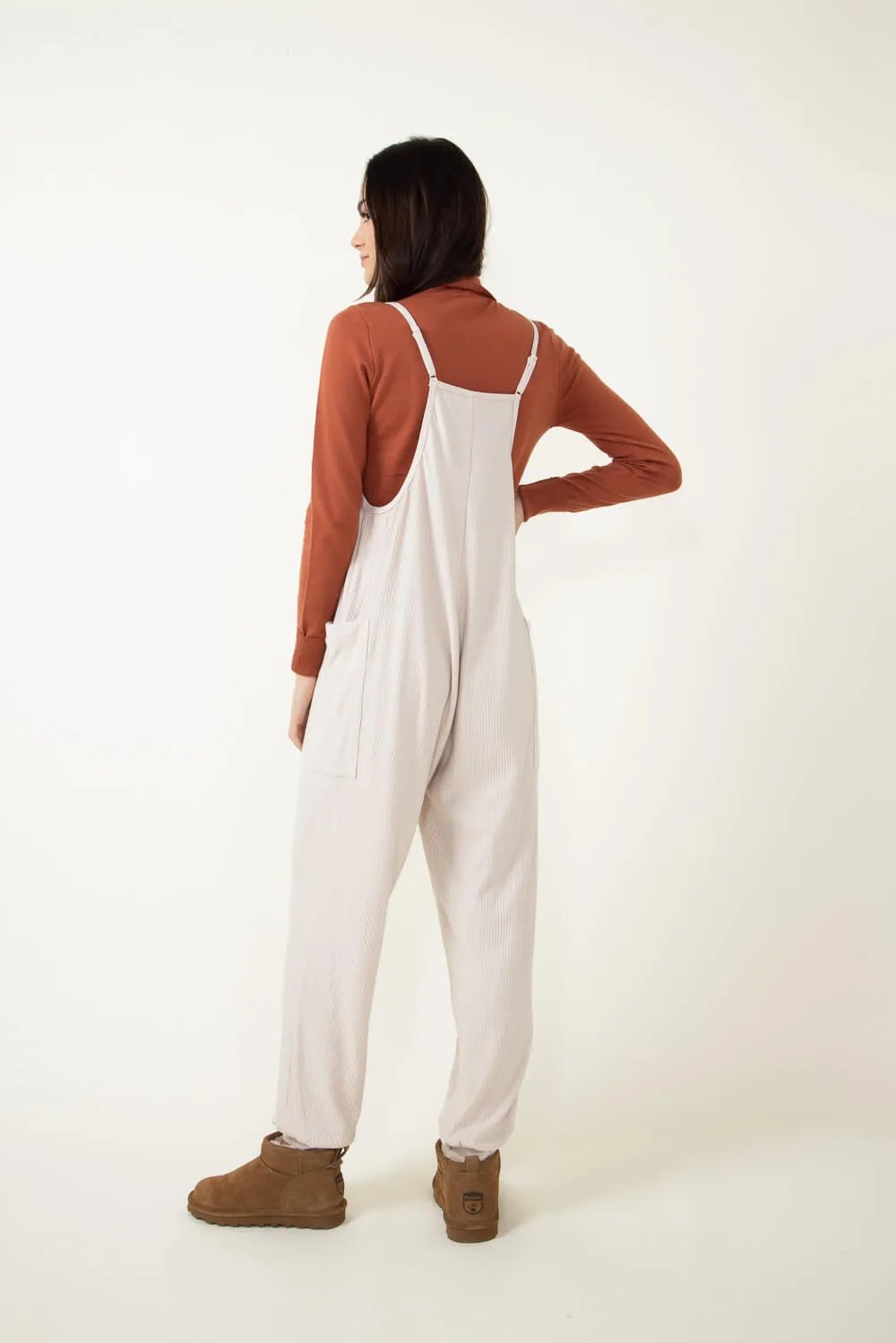 Illa Illa Ribbed Knit Onesie Jumpsuit for Women in Ivory | P1738-SEASHELL sold by Glik’s product image thumbnail 3