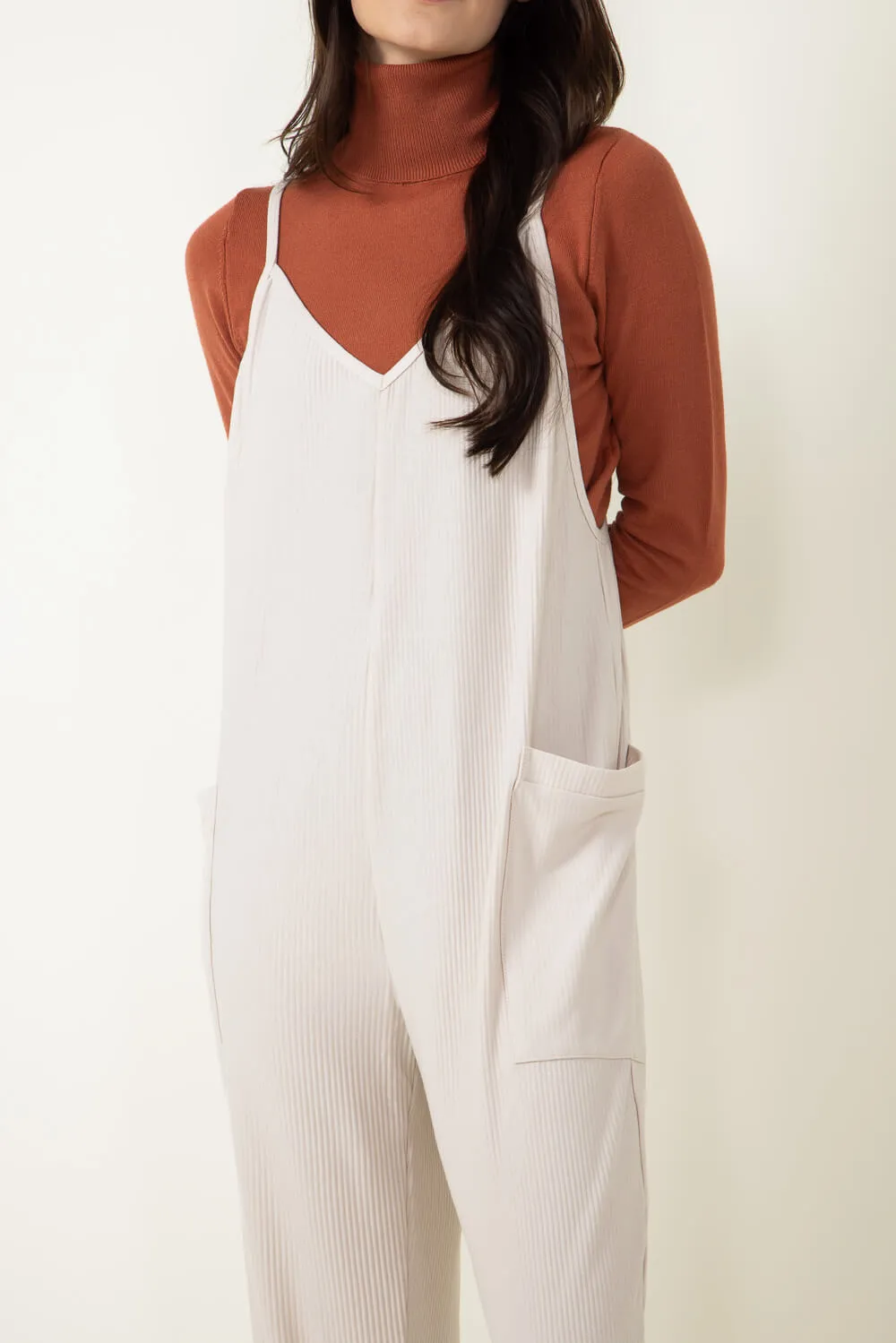 Illa Illa Ribbed Knit Onesie Jumpsuit for Women in Ivory | P1738-SEASHELL sold by Glik’s product image thumbnail 5