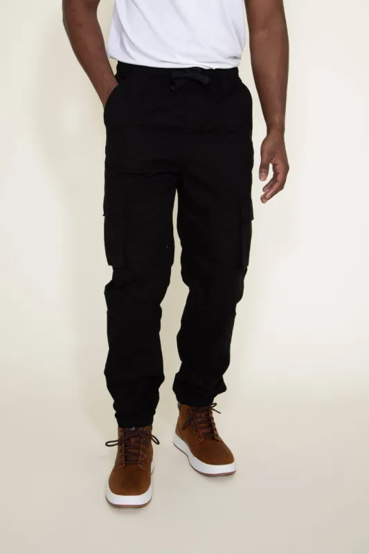 Twill Cargo Joggers for Men in Black | SB66-BLACK sold by Glik’s