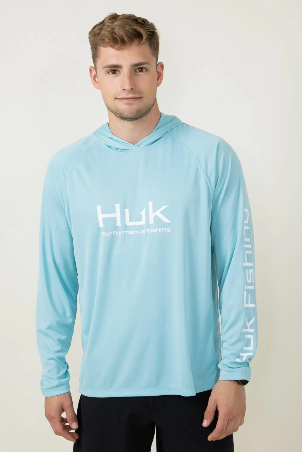 Huk Fishing Pursuit Vented Hoodie for Men in Blue | H1200525-372-MARINEBLUE sold by Glik’s