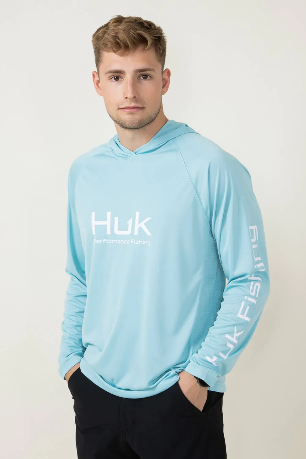 Huk Fishing Pursuit Vented Hoodie for Men in Blue | H1200525-372-MARINEBLUE sold by Glik’s product image thumbnail 3