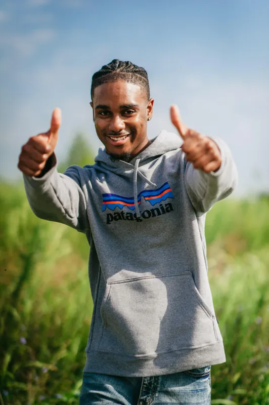 Patagonia Men’s P-6 Logo Uprisal Hoodie in Grey | 39622-GLH sold by Glik’s