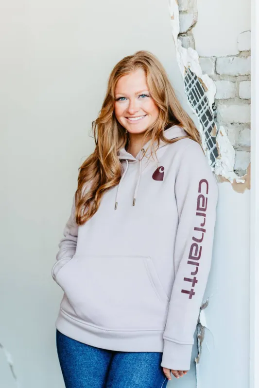 Carhartt Logo Sleeve Midweight Hoodie for Women in Light Purple  | 102791-V61 sold by Glik’s
