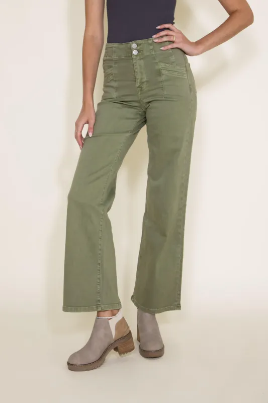 Mica High Rise Wide Leg Jeans for Women in Olive | MDP-W506OL sold by Glik’s