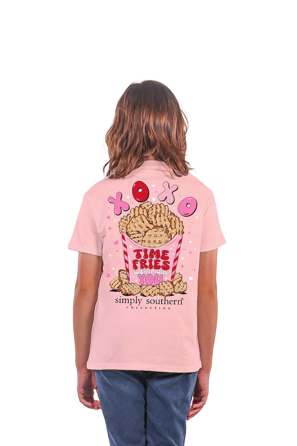 Simply Southern Youth Time Fries T-Shirt for Girls in Pink | YTH-SS-XOFRIES-LOTUS sold by Glik’s
