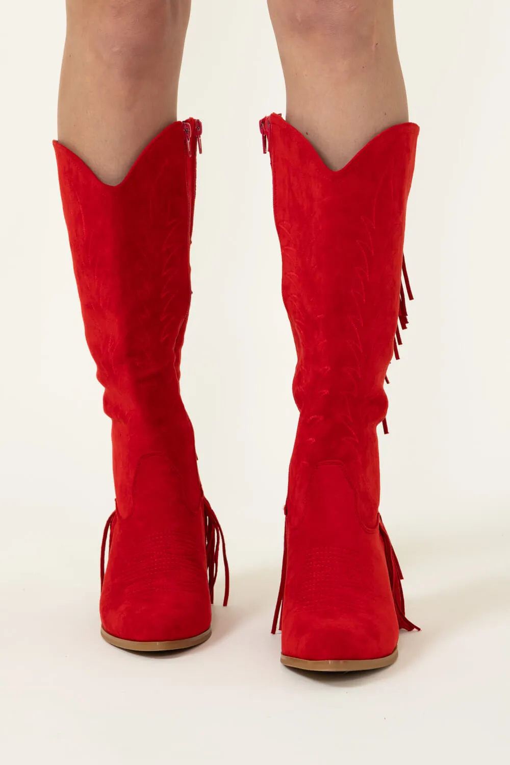 Pierre Dumas Dusty Western Fringe Midi Boots for Women in Red | 89263-433 RED sold by Glik’s product image thumbnail 4