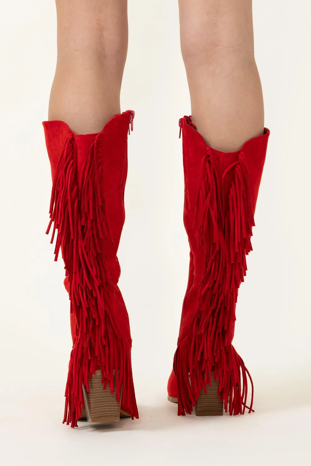 Pierre Dumas Dusty Western Fringe Midi Boots for Women in Red | 89263-433 RED sold by Glik’s product image thumbnail 3