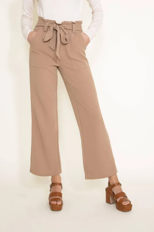 Crepe Tie Waist Pants for Women in Taupe | CRE301-TAUPE sold by Glik’s