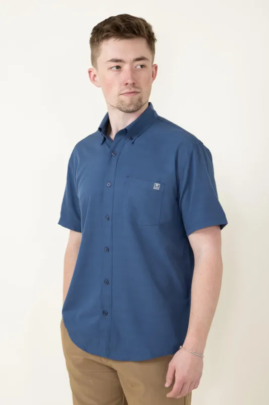Huk Fishing Kona Cross Dye Stripe Button Down Shirt for Men in Blue | H1500187-409-SARGASSOSEA made by Glik’s