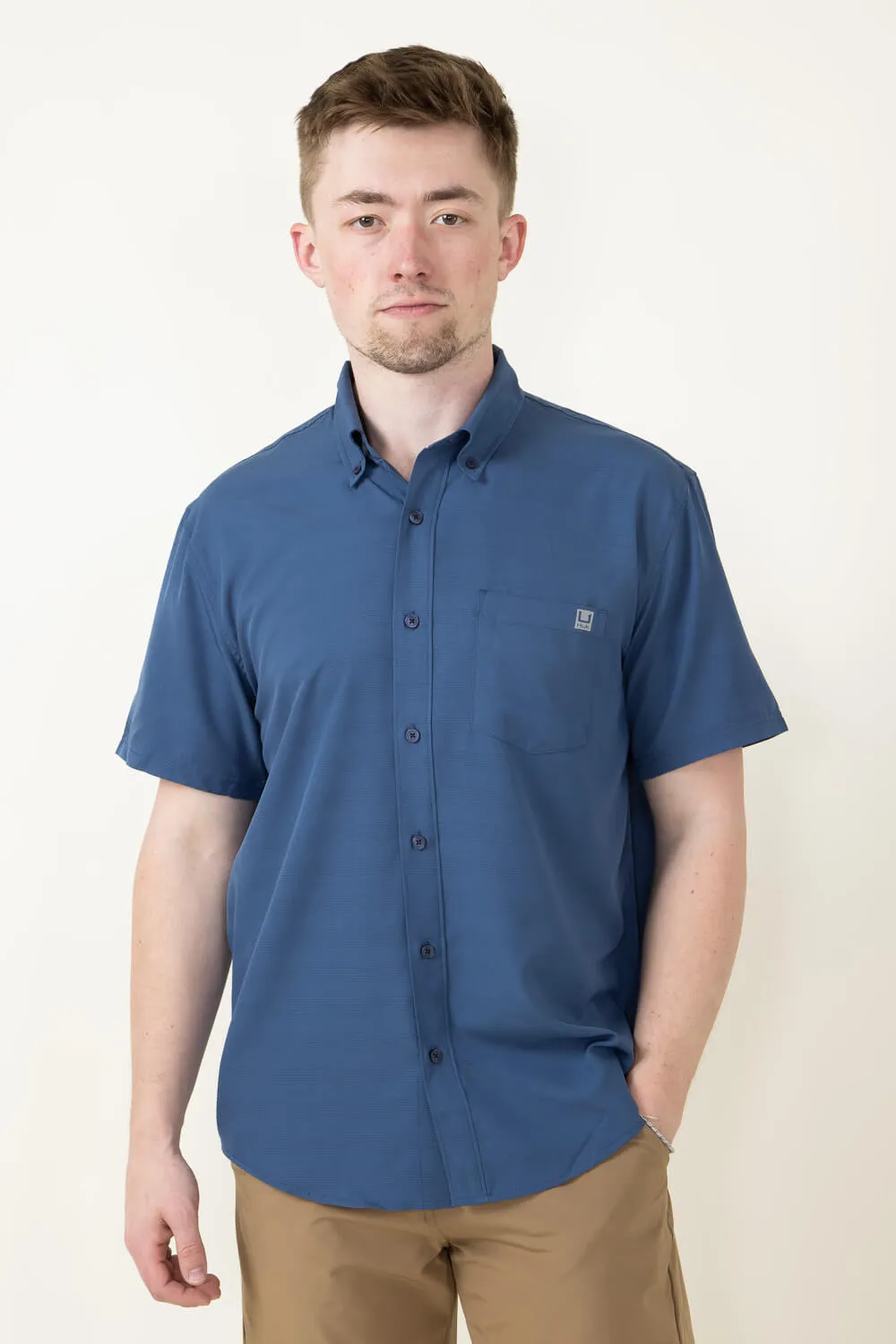 Huk Fishing Kona Cross Dye Stripe Button Down Shirt for Men in Blue | H1500187-409-SARGASSOSEA sold by Glik’s product image thumbnail 3