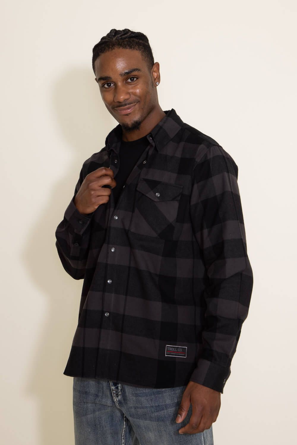 Troll Co. Everett Flannel Shirt for Men in Grey | TC0911-BLKGRY sold by Glik’s product image thumbnail 2