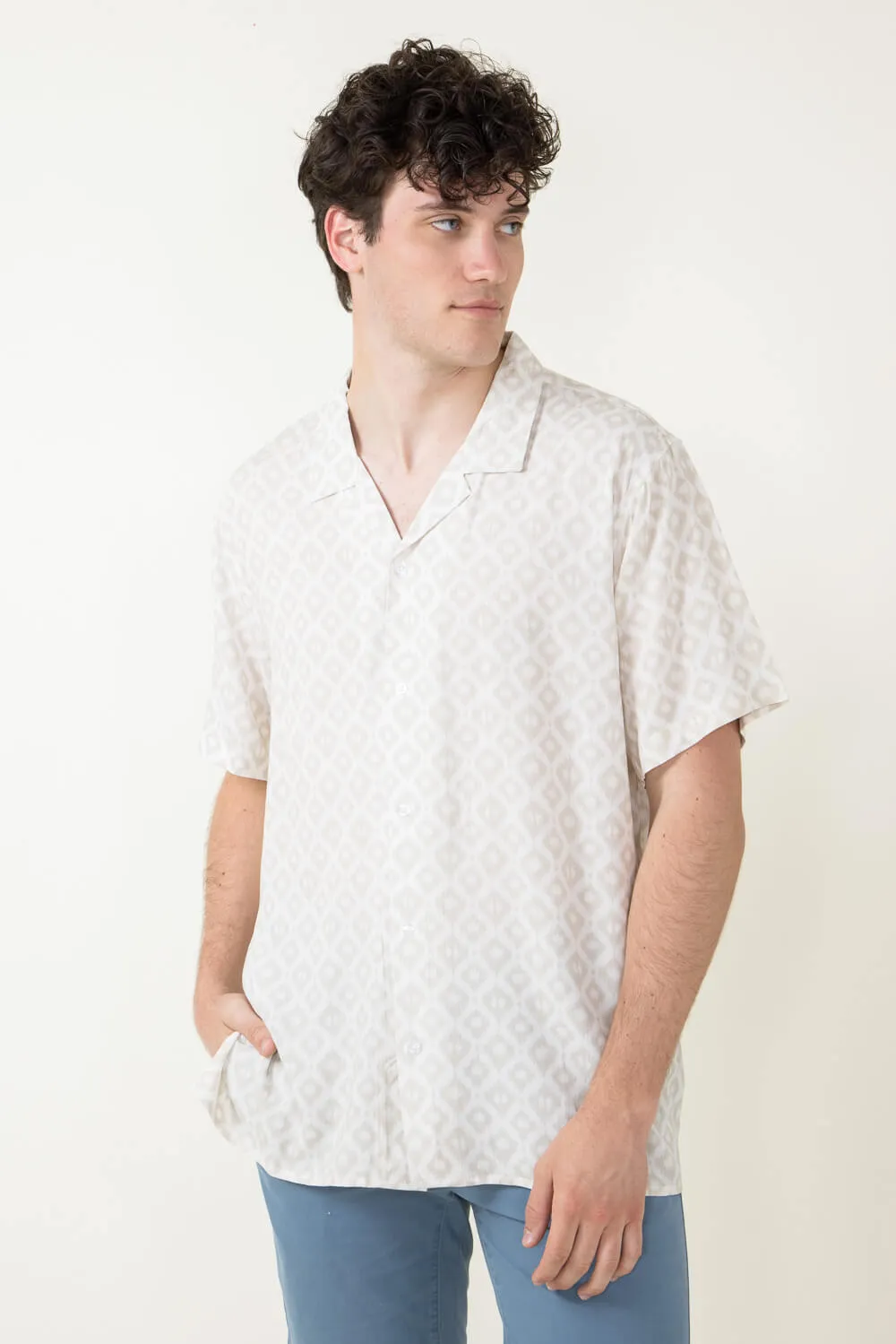 Woven Button Up Shirt for Men in Cream | 4PW7080M-CREAM sold by Glik’s product image thumbnail 2