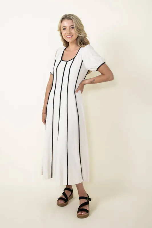 Illa Illa Linen Cap Sleeve Midi Dress for Women in Natural | IM7812-NATURAL sold by Glik’s