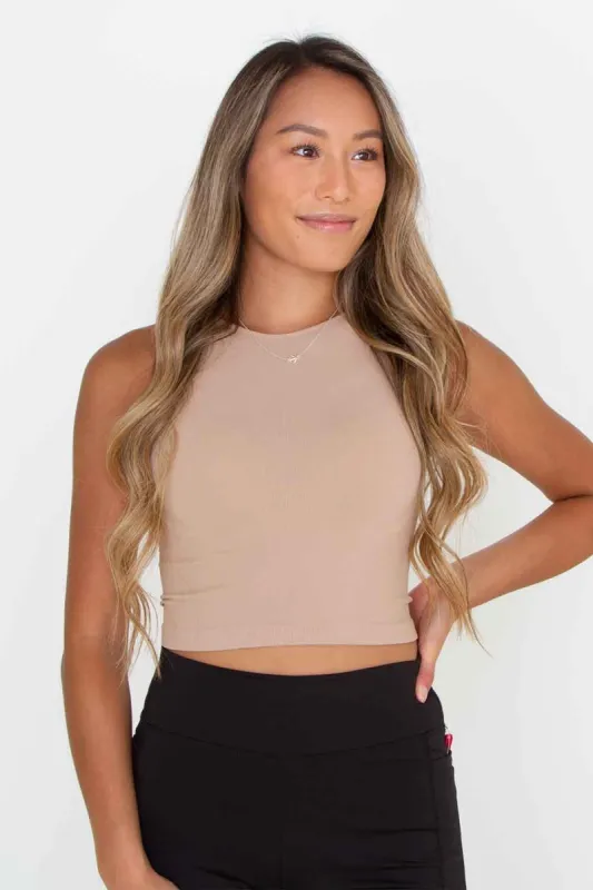 By Together Ribbed Sleeveless Brami for Women in Almond | S1021-ALMOND sold by Glik’s