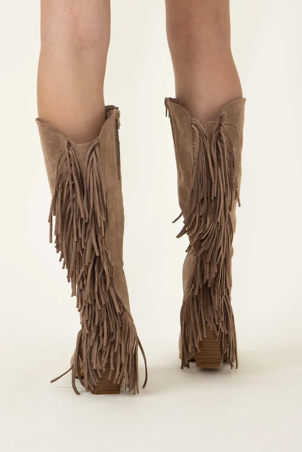 Pierre Dumas Dusty Western Fringe Midi Boots for Women in Taupe | 89263-434 TAUPE sold by Glik’s product image thumbnail 3