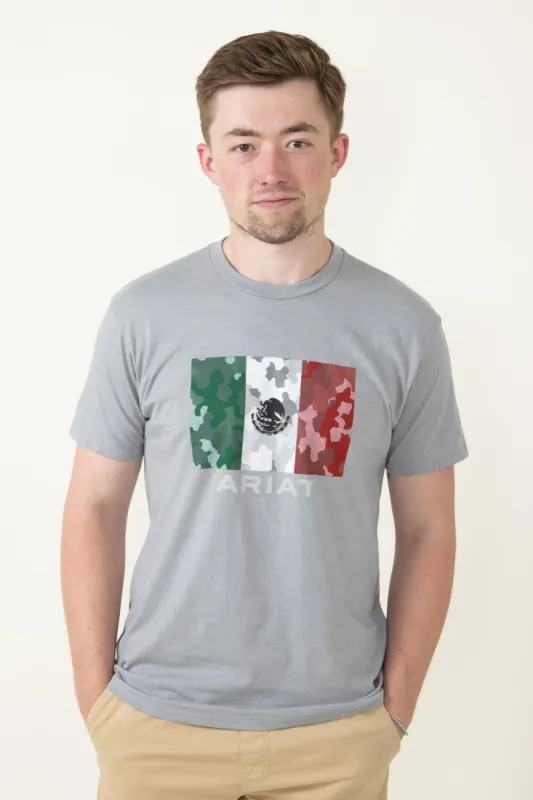 Ariat Mexico Camo Flag T-Shirt for Men in Grey | 10051751-STONE sold by Glik’s