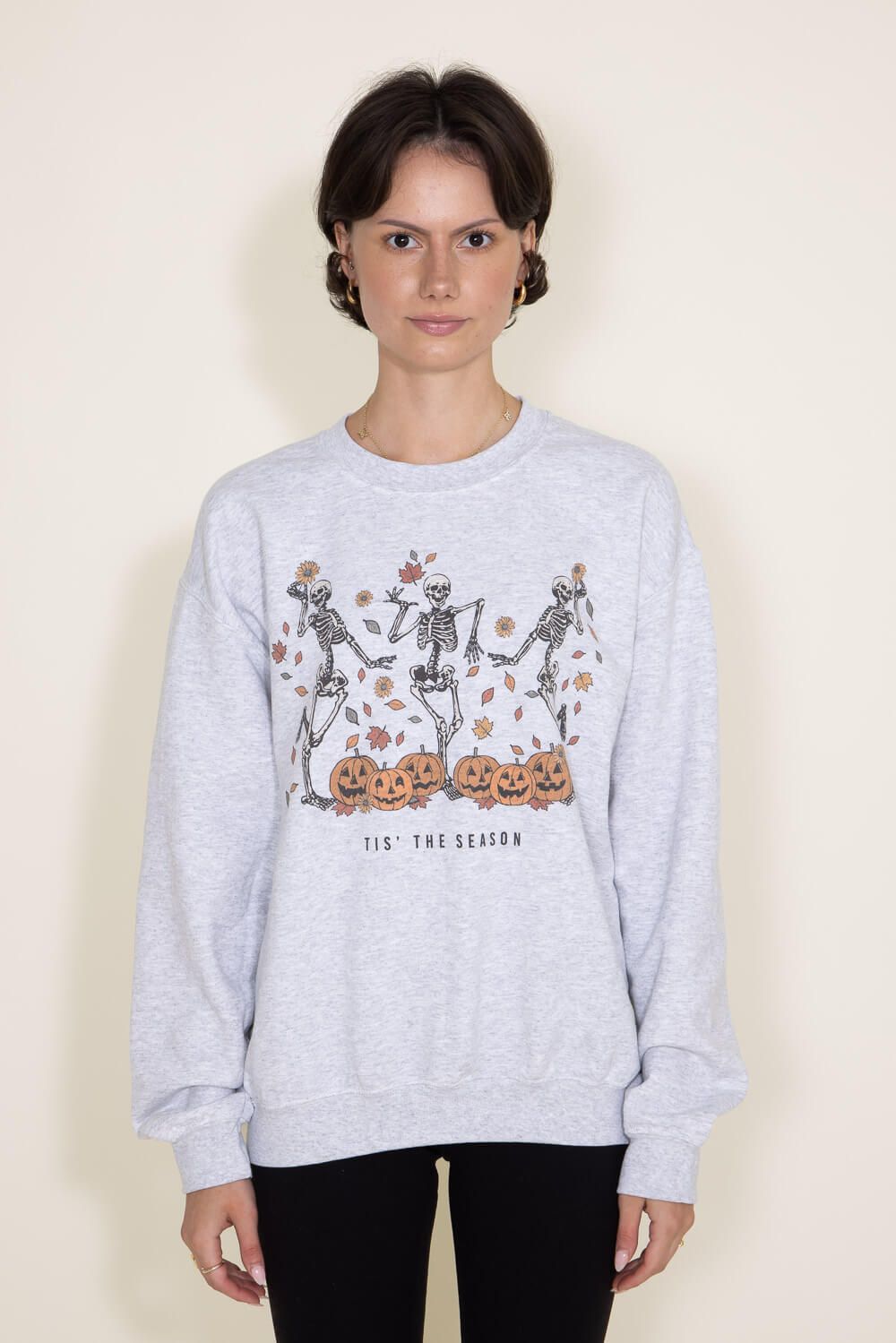 Tis The Season Skeleton Graphic Sweatshirt for Women in Grey | 5663X-OSS-ASH sold by Glik’s product image thumbnail 4