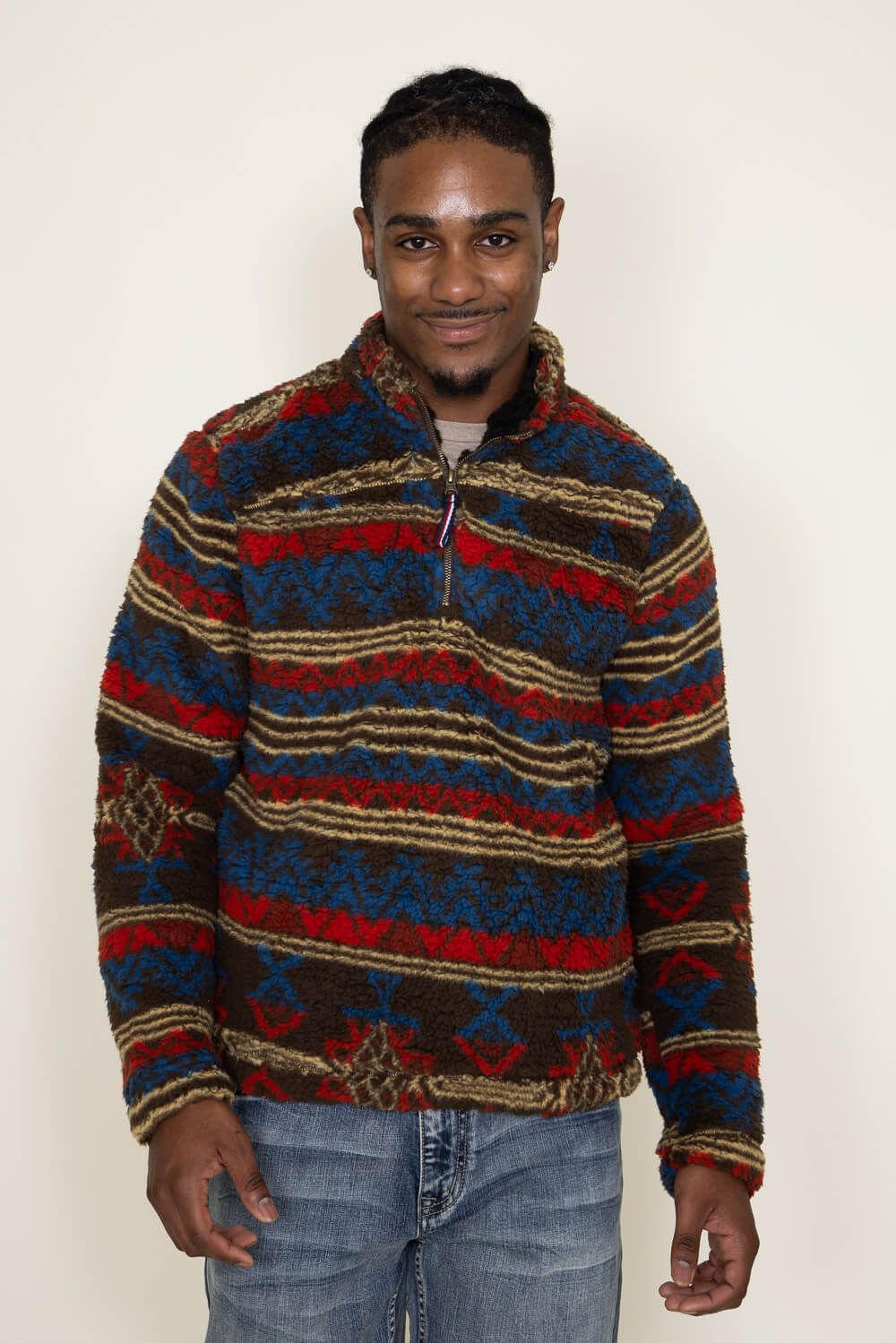 Sherpa Quarter Zip for Men in Brown Multi | VIJ122521-BROWNMULTI sold by Glik’s