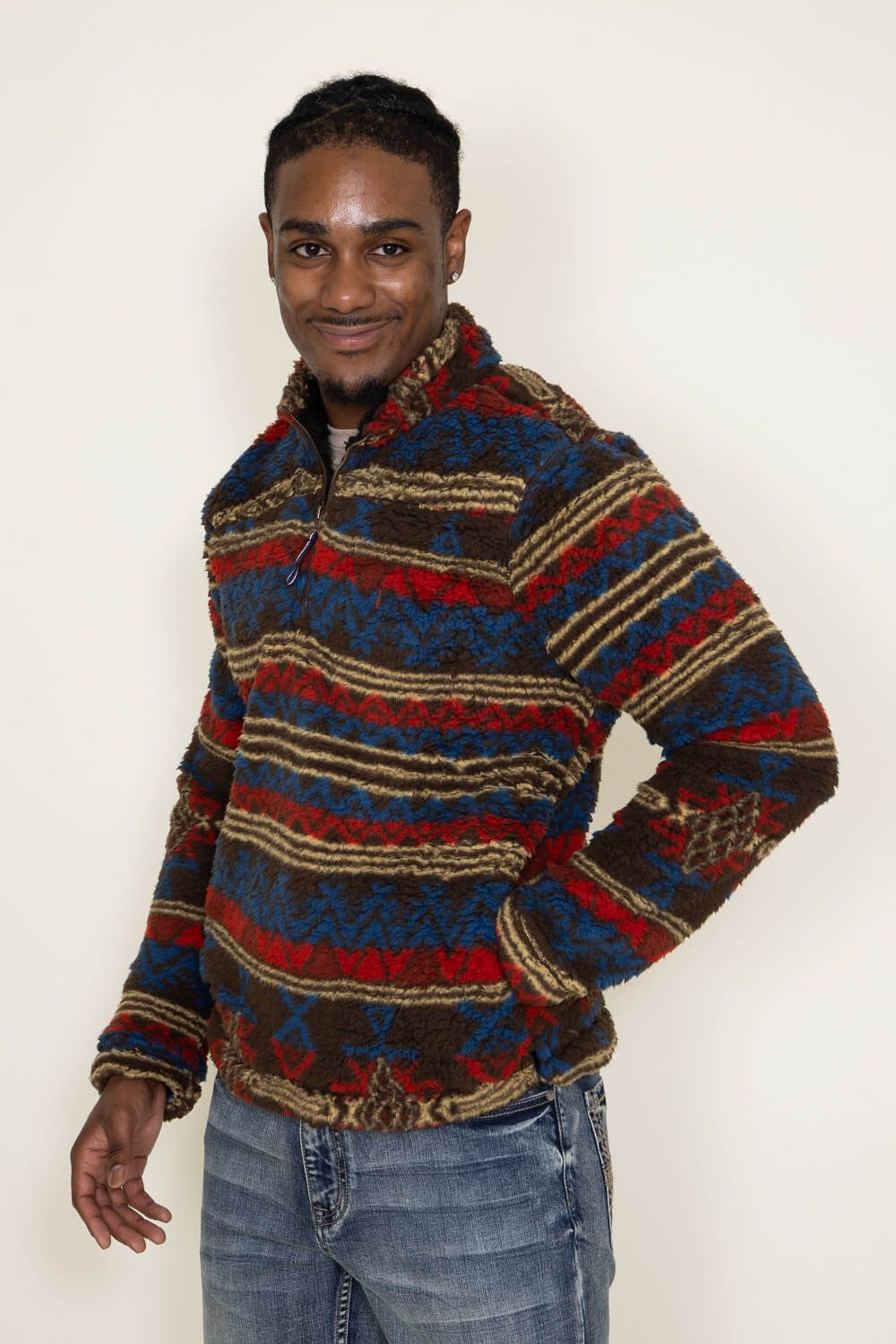 Sherpa Quarter Zip for Men in Brown Multi | VIJ122521-BROWNMULTI sold by Glik’s product image thumbnail 3