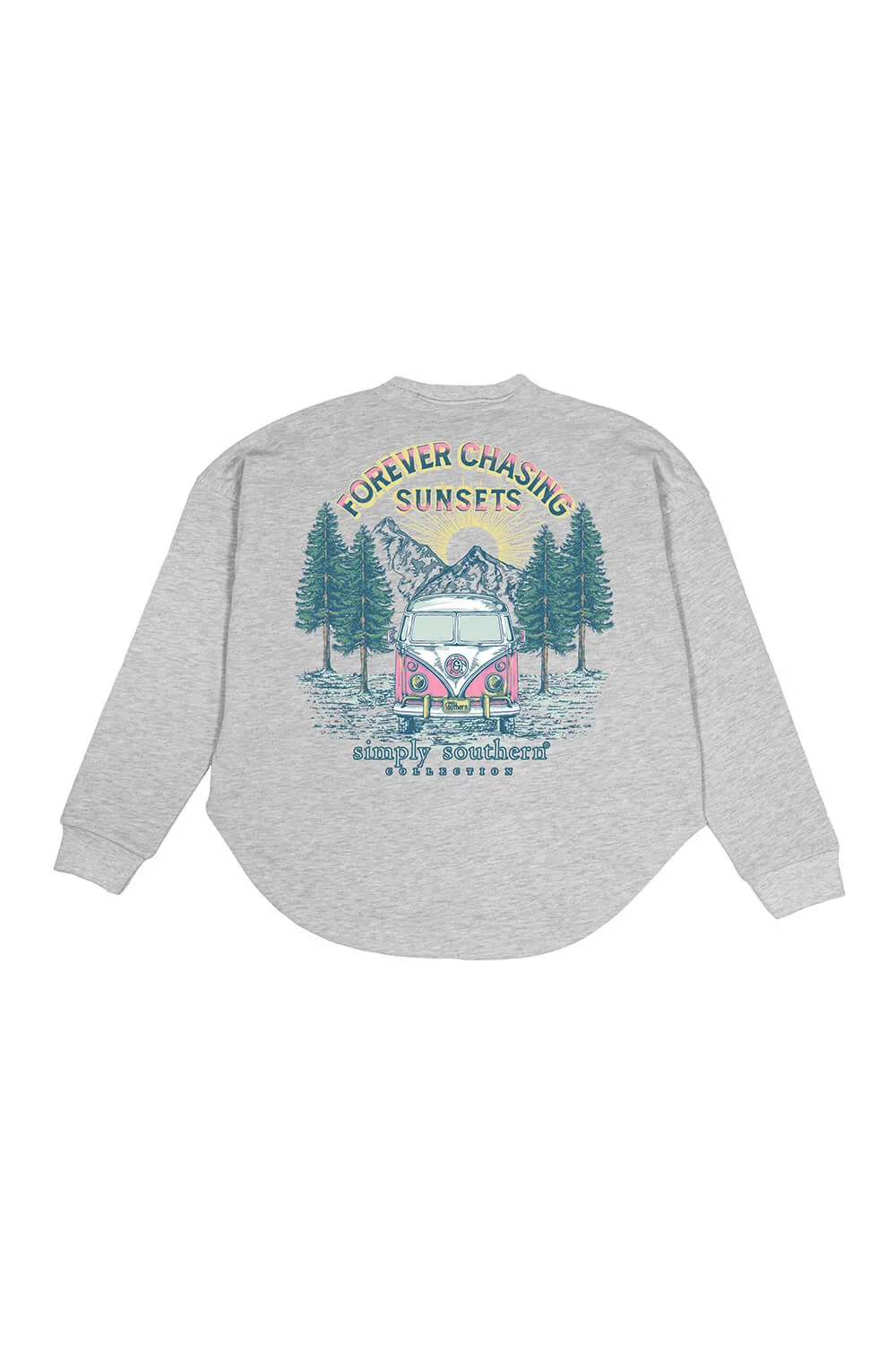 Simply Southern Plus Size Forever Chasing Sunsets Boxy Crewneck Pullover for Women in Grey | EXT-BOXY-PULL-FOREVER-STONE sold by Glik’s