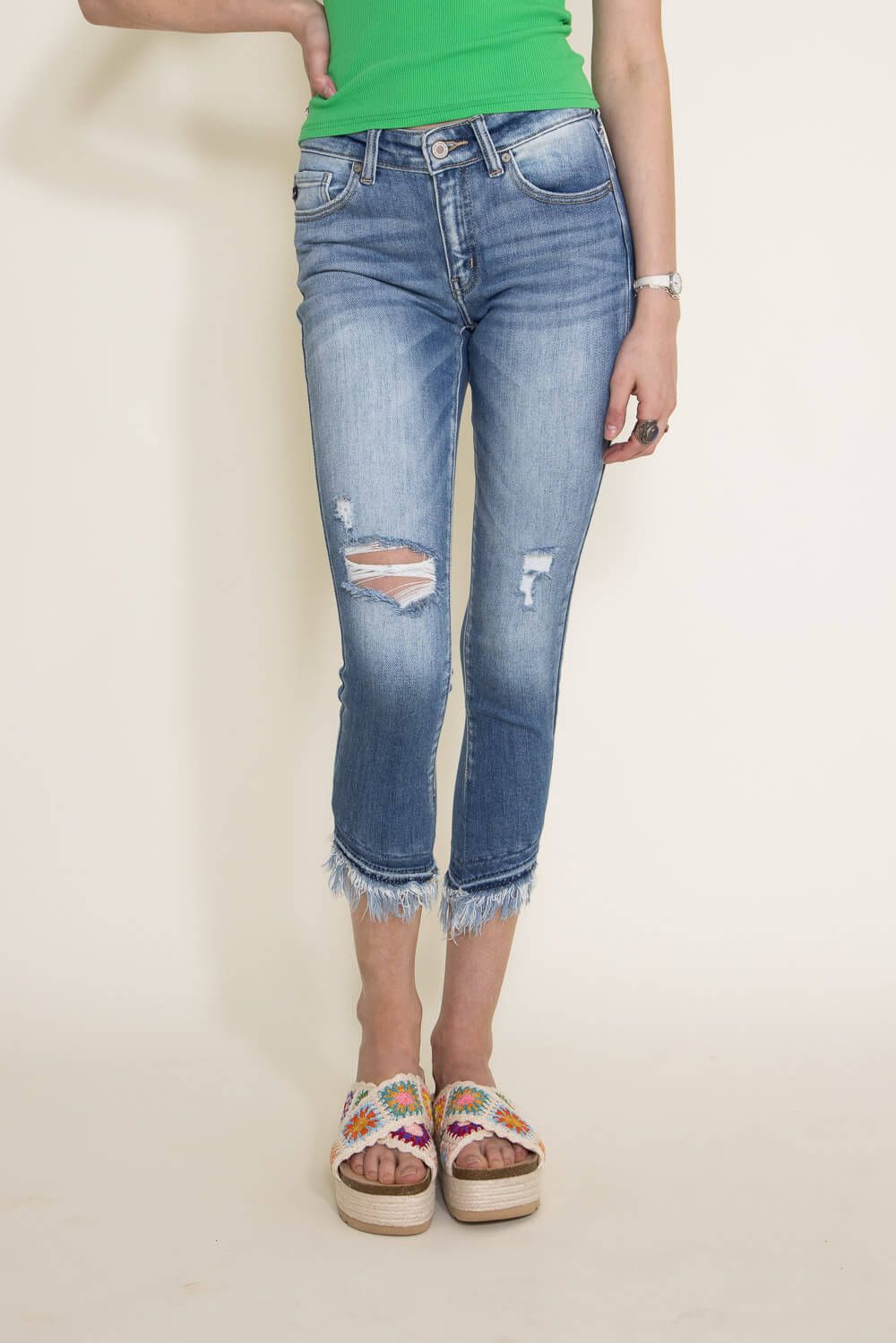 KanCan Fray Hem Mid Rise Ankle Skinny Jeans for Women | KC9228M sold by Glik’s product image thumbnail 5