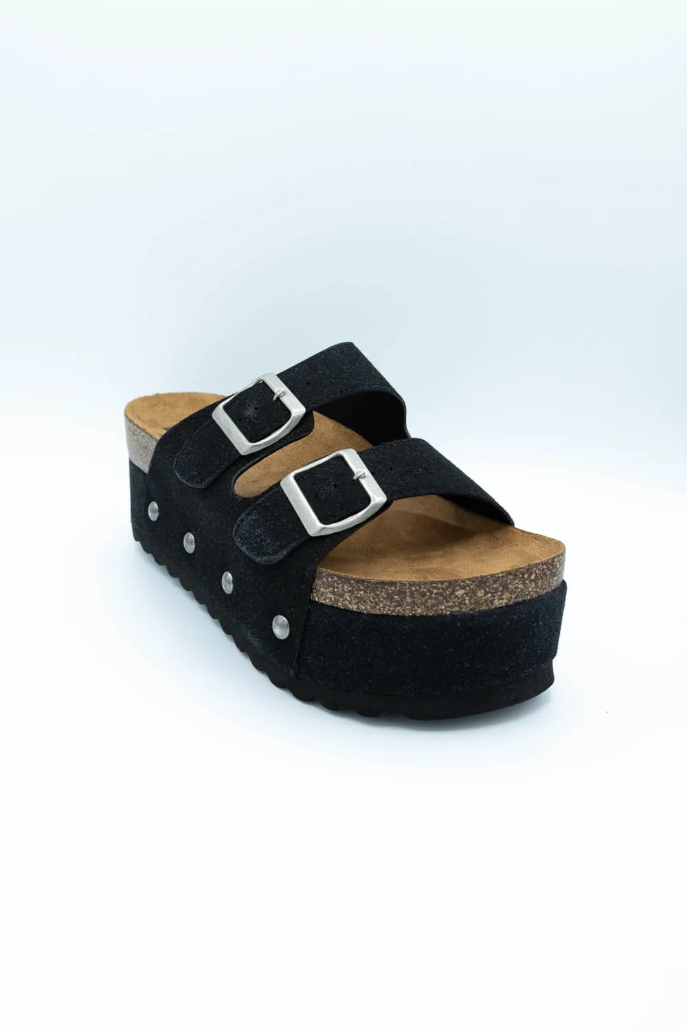 Dirty Laundry Pueblo 2 Band Platform Sandals for Women in Black | PUEBLO-BLACK sold by Glik’s