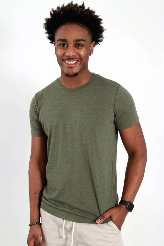 Basic Crewneck T-Shirt for Men in Green | 3750-MILITARY sold by Glik’s