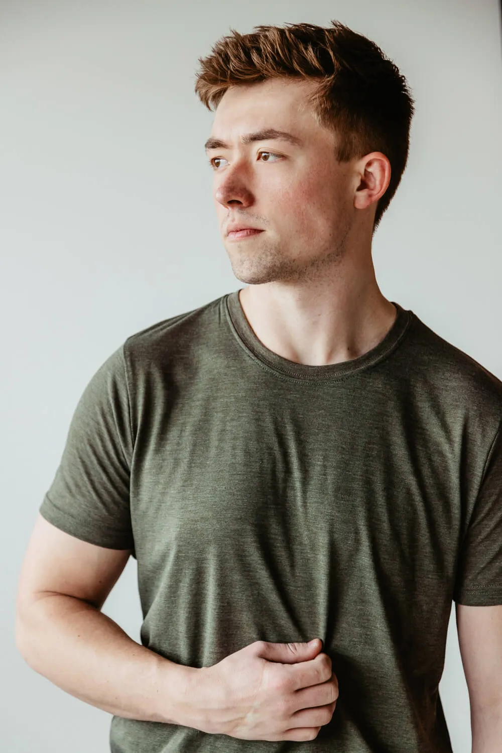 Basic Crewneck Tee for Men in Military Green | 3750-MILITARY sold by Glik’s product image thumbnail 2