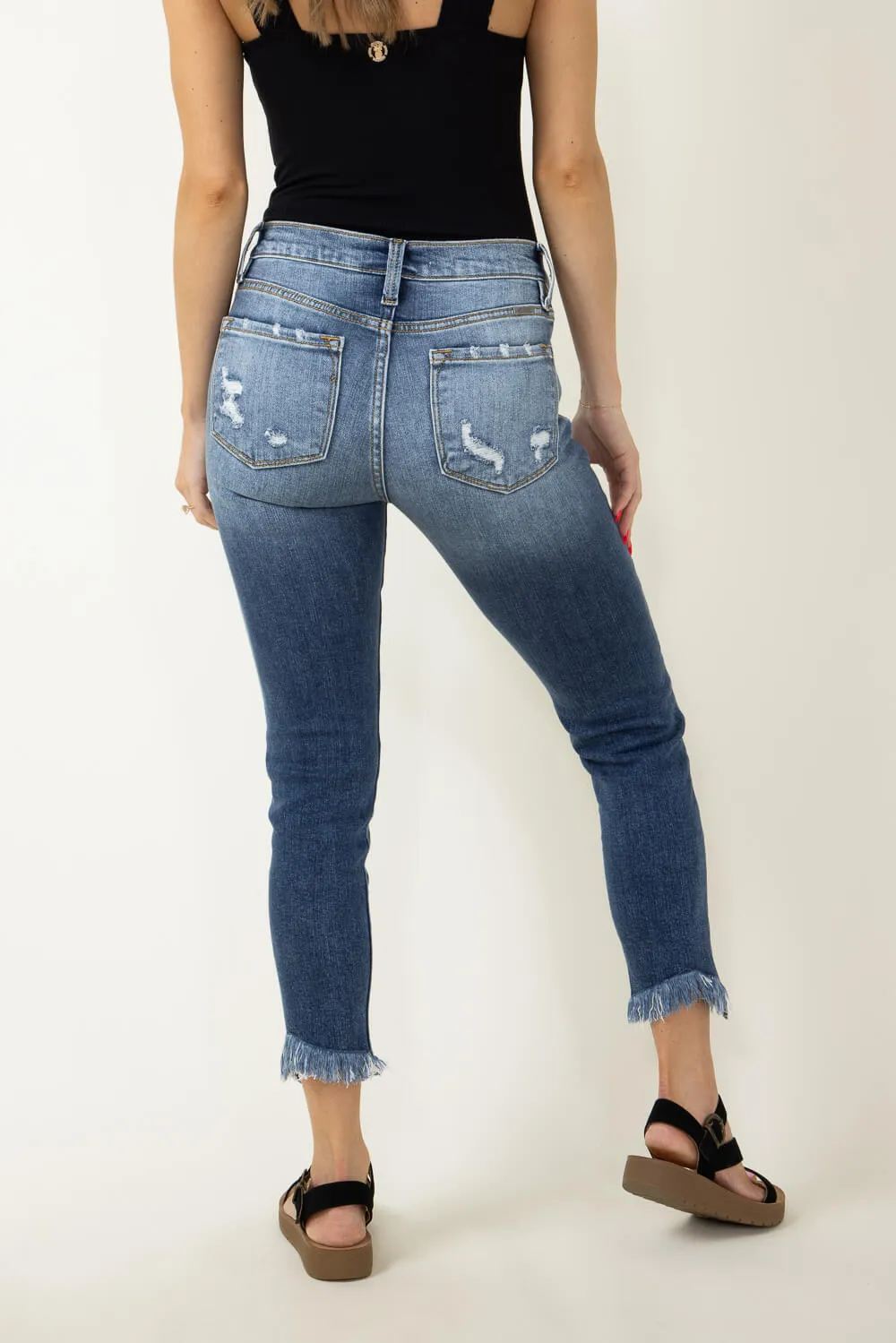 KanCan Mid Rise Medium Frey Hem Skinny Jeans for Women | KC9291M sold by Glik’s product image thumbnail 5