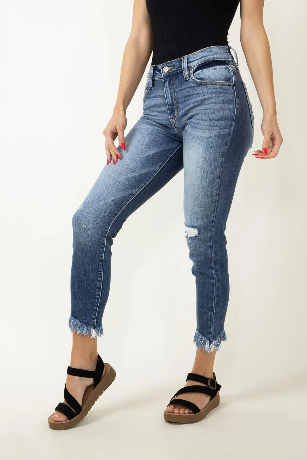 KanCan Mid Rise Medium Frey Hem Skinny Jeans for Women | KC9291M sold by Glik’s product image thumbnail 4