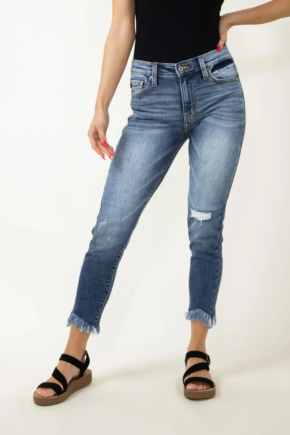 KanCan Mid Rise Medium Frey Hem Skinny Jeans for Women | KC9291M sold by Glik’s product image thumbnail 3