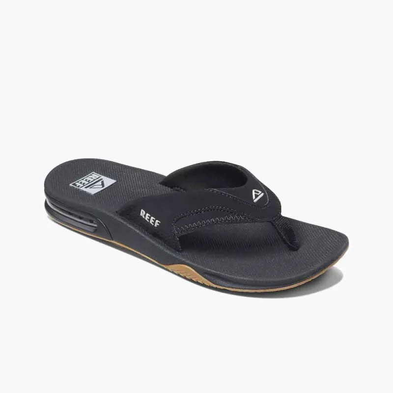 Reef Fanning Flip Flop Sandals for Men in Black-Silver | RF002026-BLS sold by Glik’s