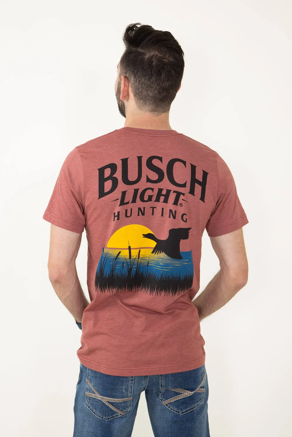 Brew City Busch Light Duck Scene T-Shirt for Men in Red | 15846-149A sold by Glik’s