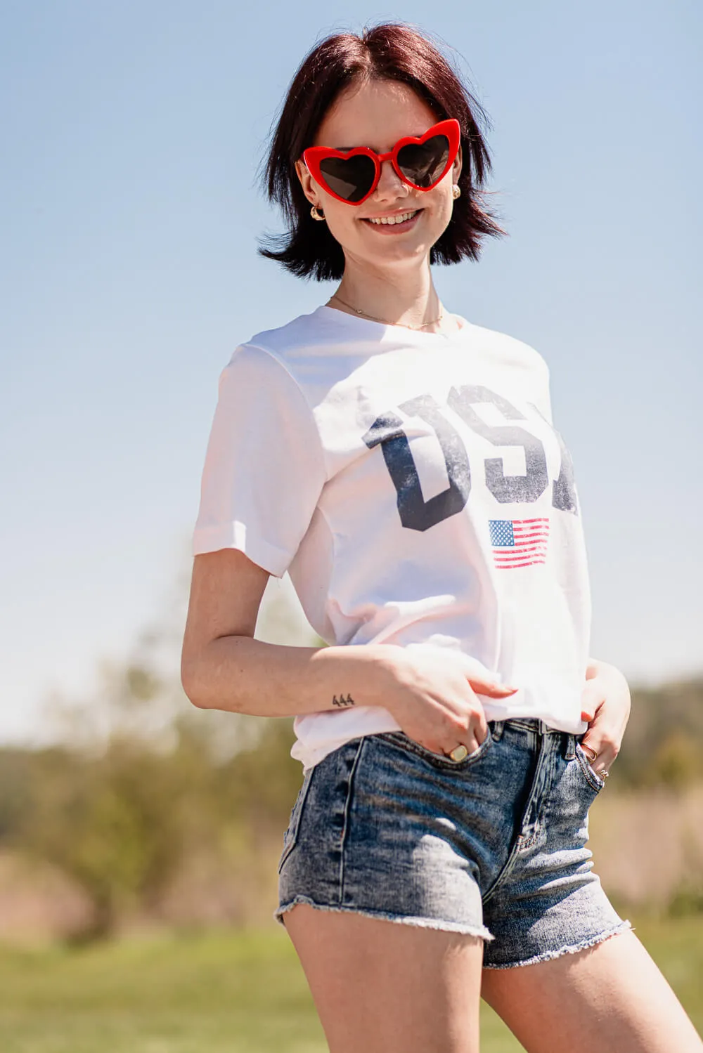 USA Graphic T-Shirt for Women in White | 10807X-TS-WHITE sold by Glik’s