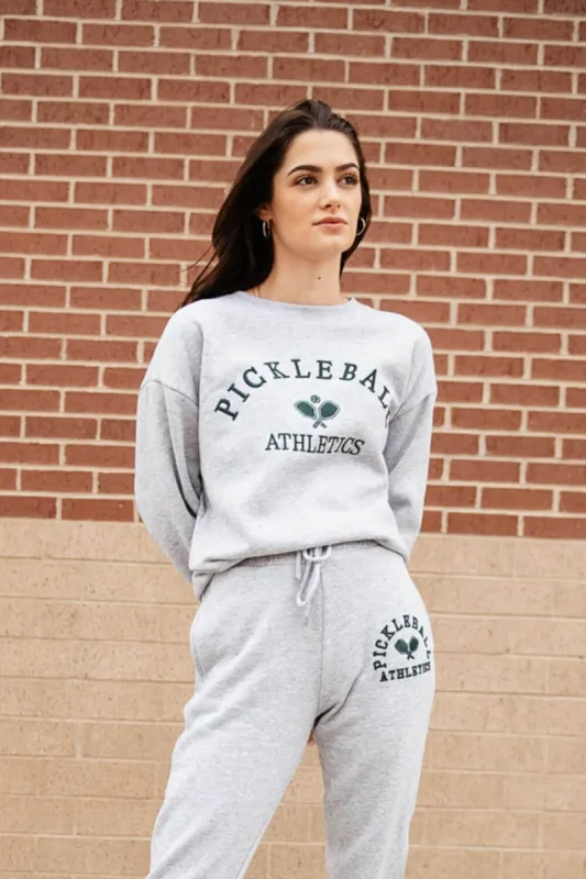 1897 Active Pickleball Fleece Sweatshirt for Women in Heather Grey | GT076-PICKLEBALL-LTHEATHERGRAY made by Glik’s