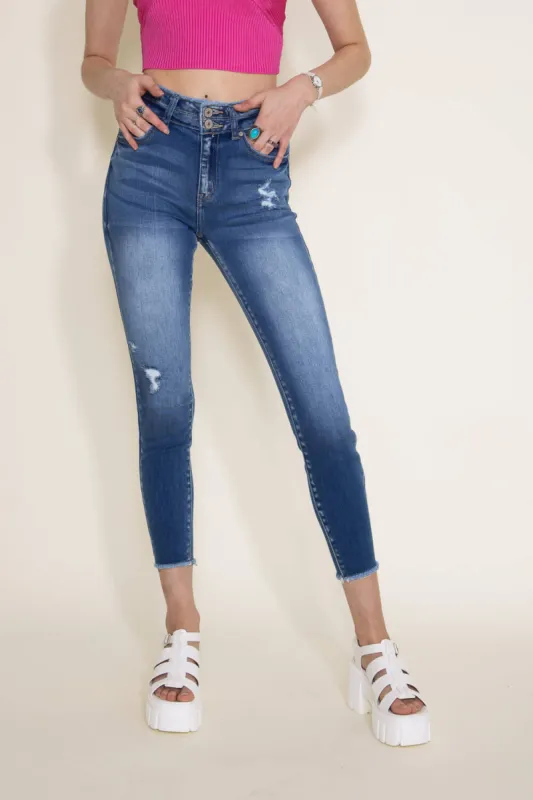 KanCan Danica High Rise Medium Wash Ankle Skinny Jeans for Women | KC7317M sold by Glik’s