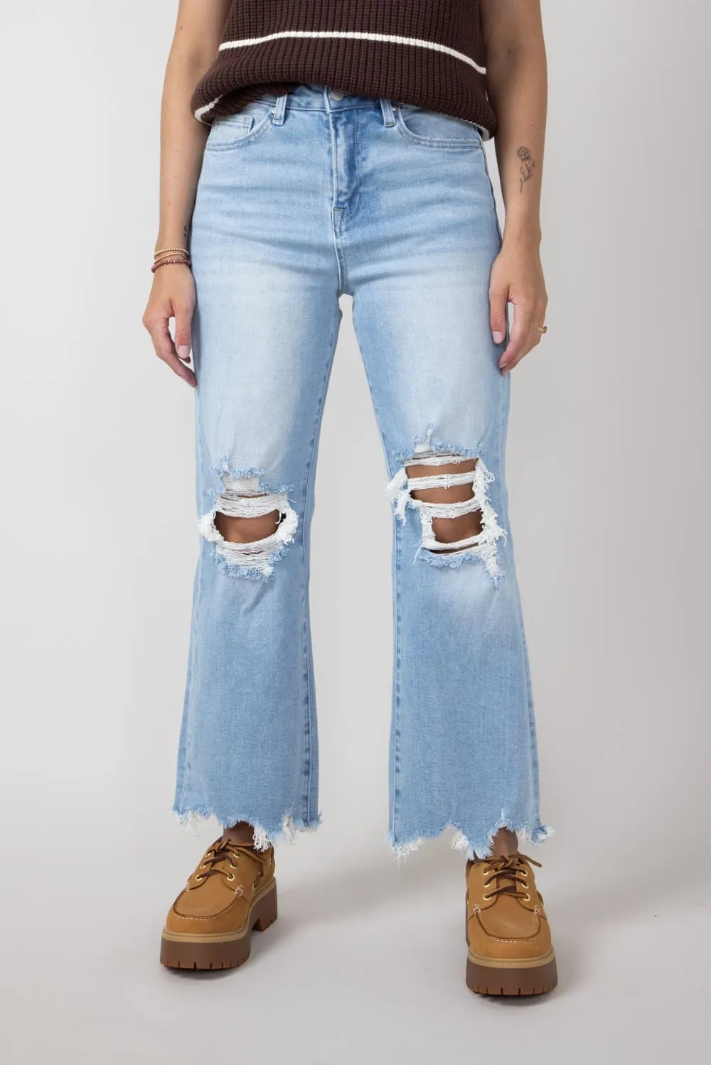 Mica High Rise 90's Vintage Distressed Crop Flare Jeans for Women | MDP-F3048 sold by Glik’s