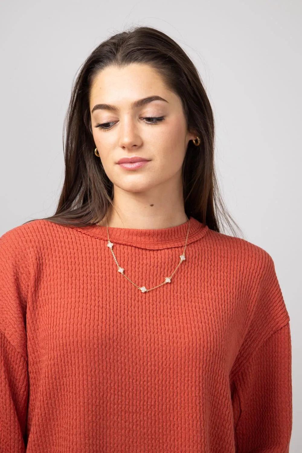Glass Clover Necklace in Gold | ONB825 GDOPL sold by Glik’s product image thumbnail 3