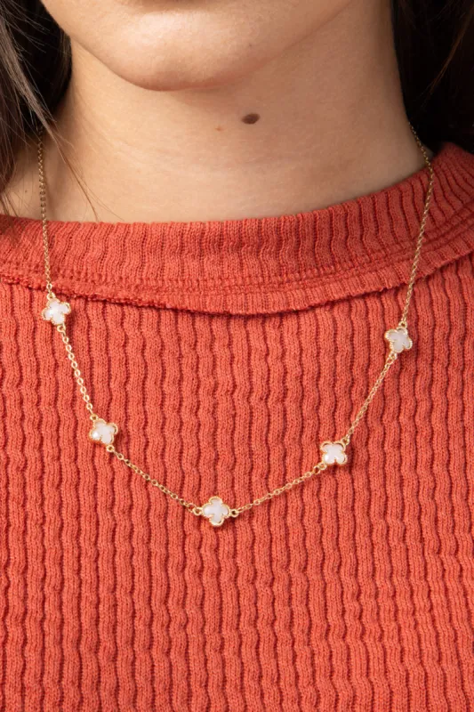 Glass Clover Necklace in Gold | ONB825 GDOPL sold by Glik’s