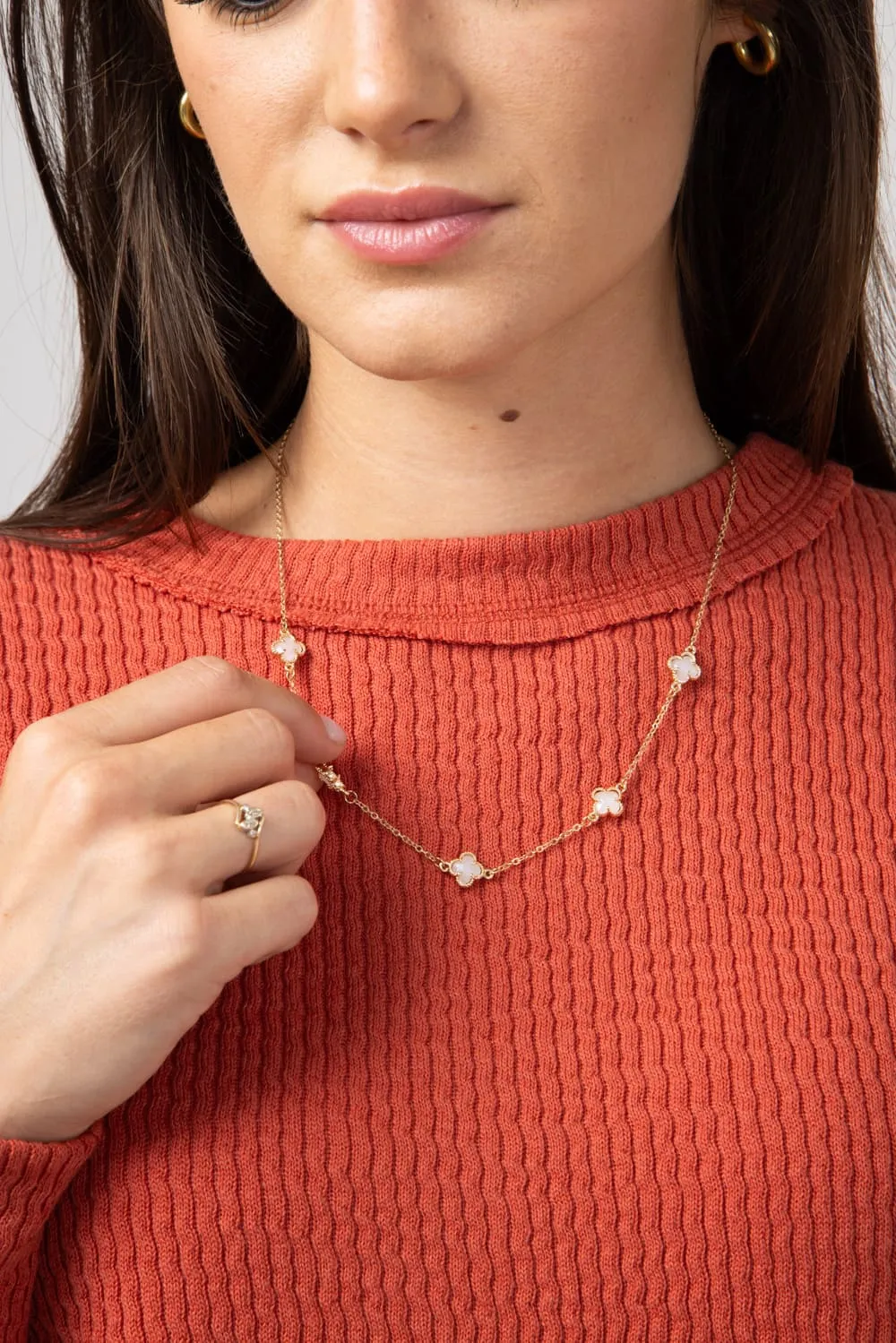 Glass Clover Necklace in Gold | ONB825 GDOPL sold by Glik’s product image thumbnail 2